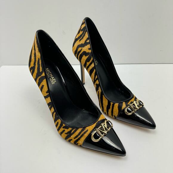 NEW MICHAEL Michael Kors Parker Tiger Print Calf Hair and Leather High Heel Pump - Picture 7 of 12